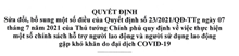 Quyết định sửa đổi, bổ sung về việc thực hiện một số chính sách hỗ trợ người lao động và người sử dụng lao động gặp khó khăn do đại dịch Covid-19